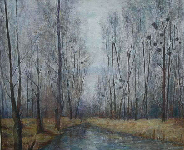 Bords de Vesle aux peupliers, 1927 (Huile sur toile, 50 x 61 cm)