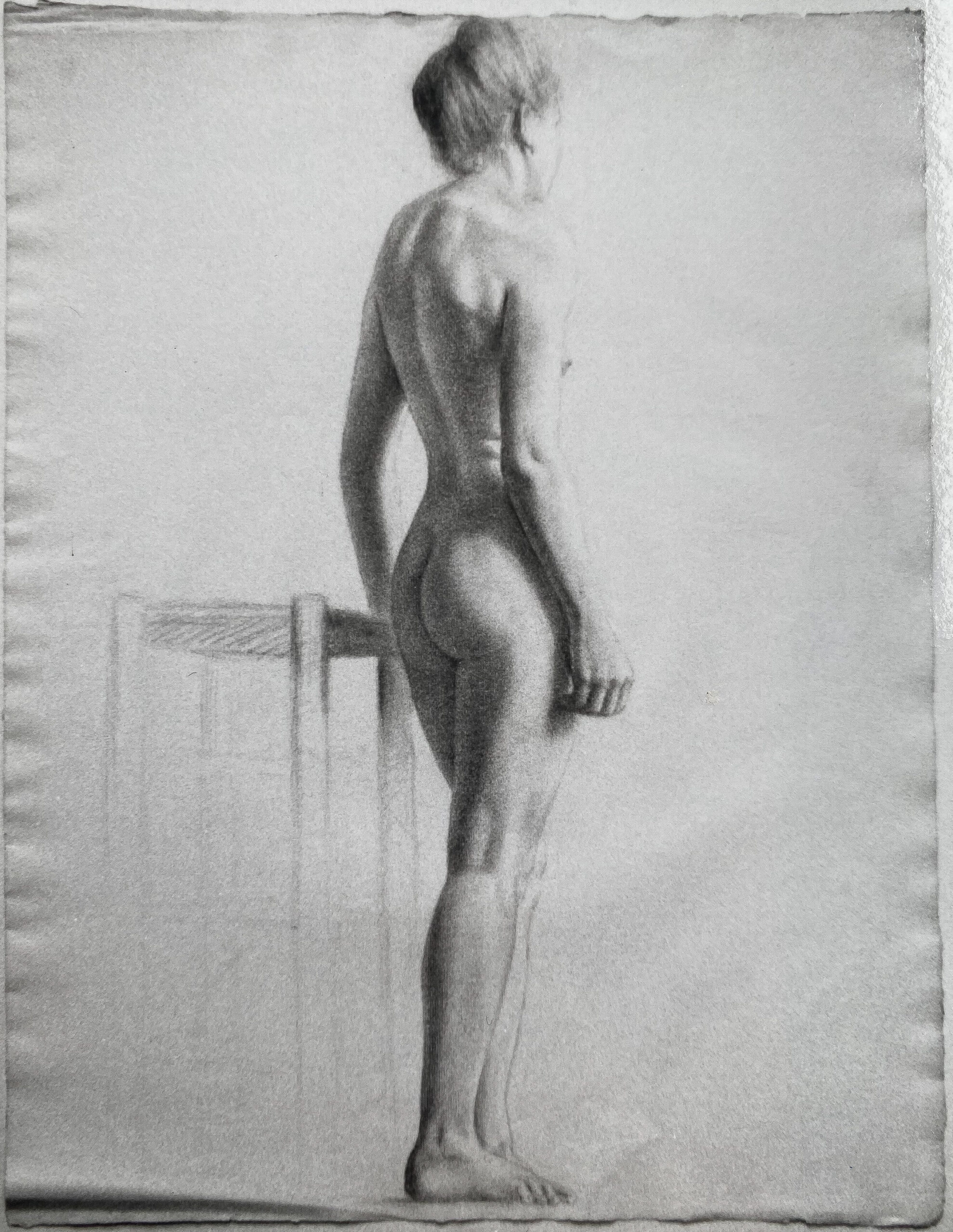 Etude académique de nu Etude académique de femme nue (Croquis au fusain)