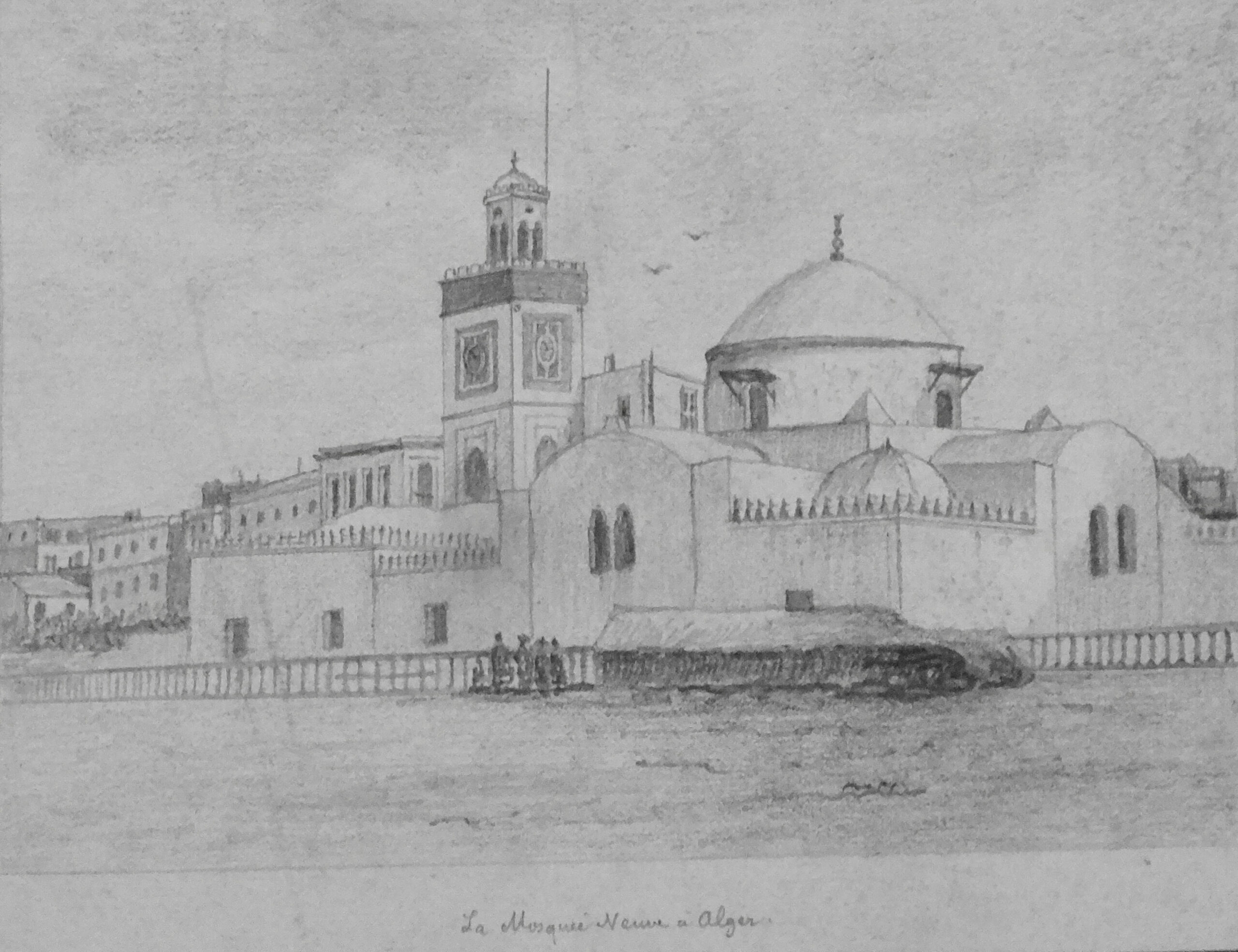 Etude de la Mosquée neuve à Alger, 1888 (Croquis au crayon)