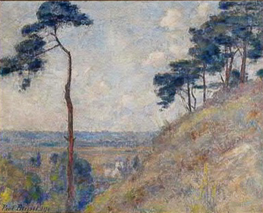 Paysage à la colline et aux pins dans l'Aisne, 1929 (Huile sur toile, 33 x 41 cm) Paysage à la colline et aux pins dans l'Aisne, 1929 (Huile sur toile, 33 x 41 cm)