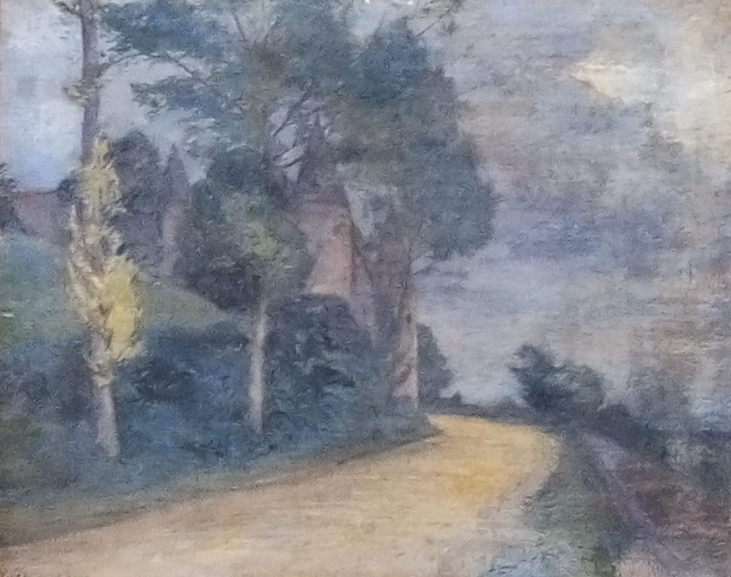 Soissonnais_Saint-Pierre-Aigle_Le tournant et les tourelles de Saint-Pierre-Aigle Brume matinale à Cœuvres, 1934 (Huile sur toile, 54,2 x 73,1 cm)