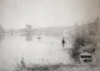 La Marne à Saint Aulde (Croquis au crayon)