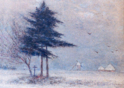 Le moulin de Togny-aux-Boeufs en Hiver (Huile sur toile, 55 x 46 cm)