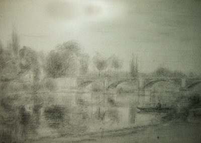 La Seine a Valvins, 1919 (Croquis au crayon)