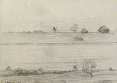 Le moulin et les meules à Togny-aux-Boeufs, 1899 (Croquis au crayon)