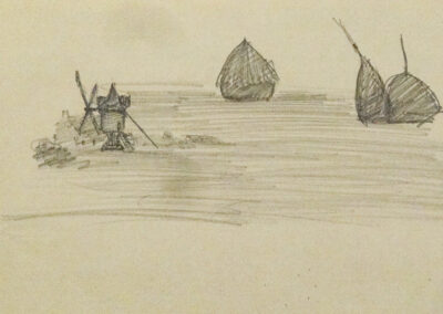 Les meules de Togny-aux-Boeufs (Croquis au crayon)
