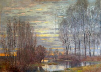 Coucher de soleil sur la Guenelle (Huile sur toile)