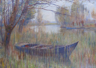 Barque (du jardinier du docteur Lévèque) sur la Guenelle à Togny-aux-Boeufs, 1903 (Huile sur toile, 60 x 38 cm)