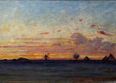Coucher de soleil sur le moulin et les meules, 1899 (Huile sur toile, 27 × 46 cm)