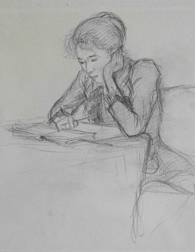 Juliette Henry Bocquet (sa soeur), 1892 (Croquis au fusain)