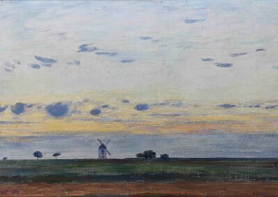 Coucher de soleil en été sur le moulin et les meules de Togny-aux-Boeufs, 1907 (Huile sur toile)