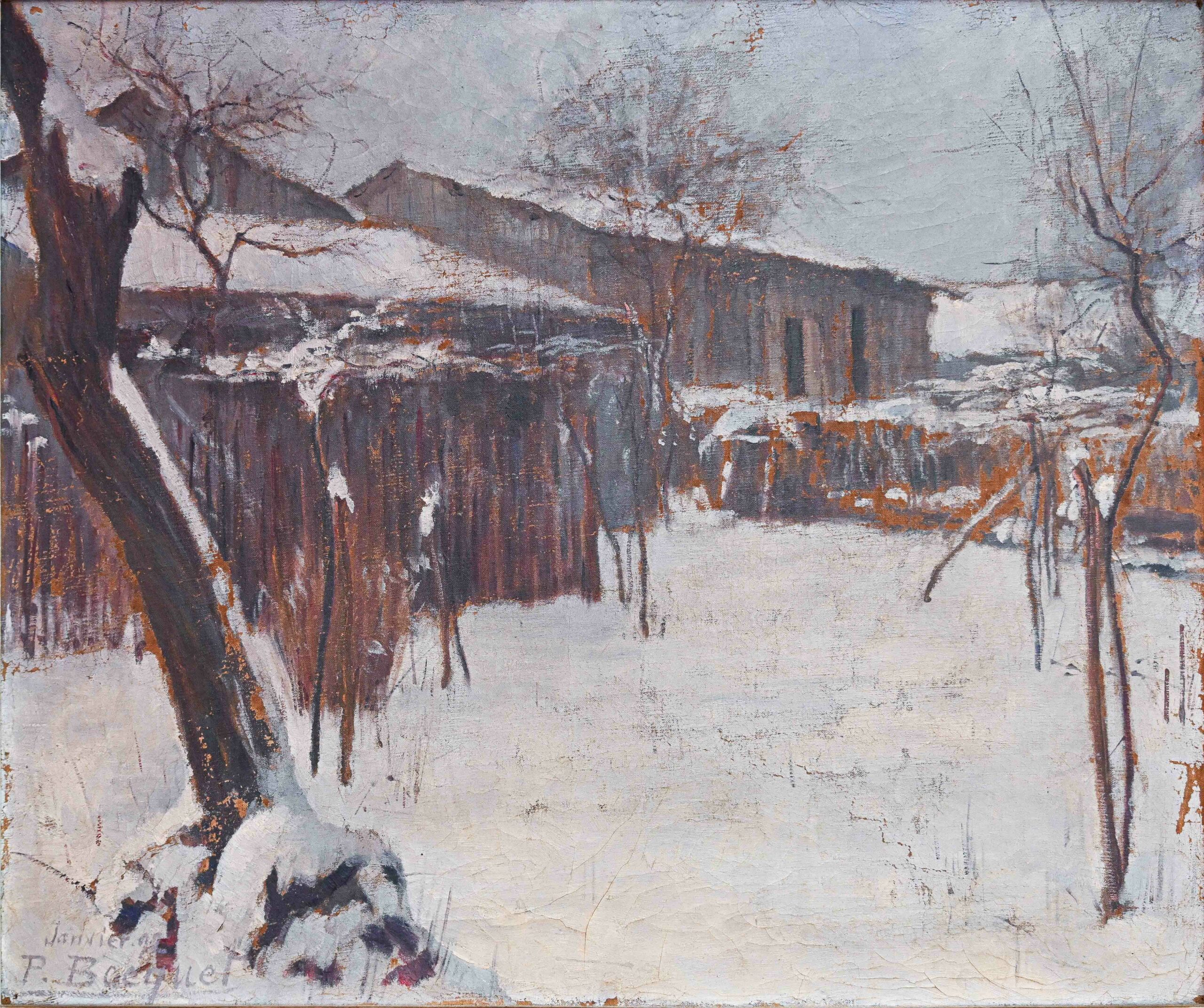 Coin de Jardin à Togny — Effet de Neige, 1892 (Huile sur toile, 46 × 56 cm)