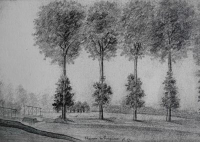 Reims, Chemin de Tinqueux, 1885 (Croquis au fusain)