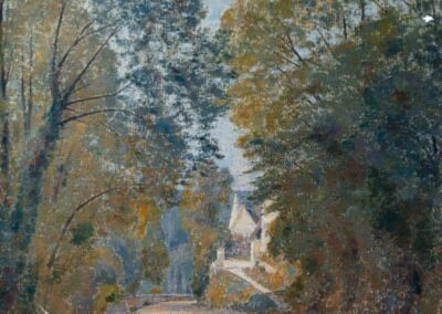 Tournant de route à Saint-Pierre-Aigle au printemps (Huile sur toile)