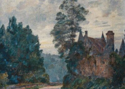 Tournant de route à Saint-Pierre-Aigle en été (Huile sur toile)