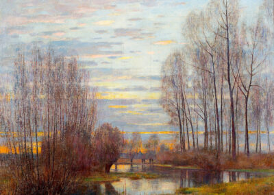 Coucher de soleil sur le lac (Huile sur toile, 54 x 73 cm)